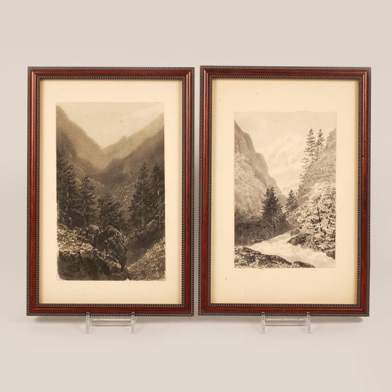 Pair of watercolor landscapes by Charles Heath