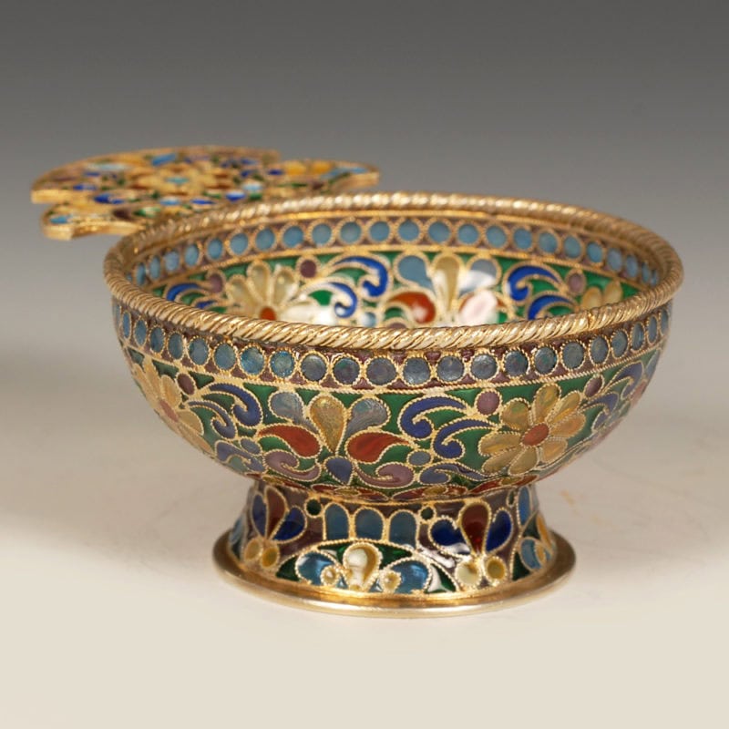 Russian gilded silver & plique-à-jour enamel charka - Image 3