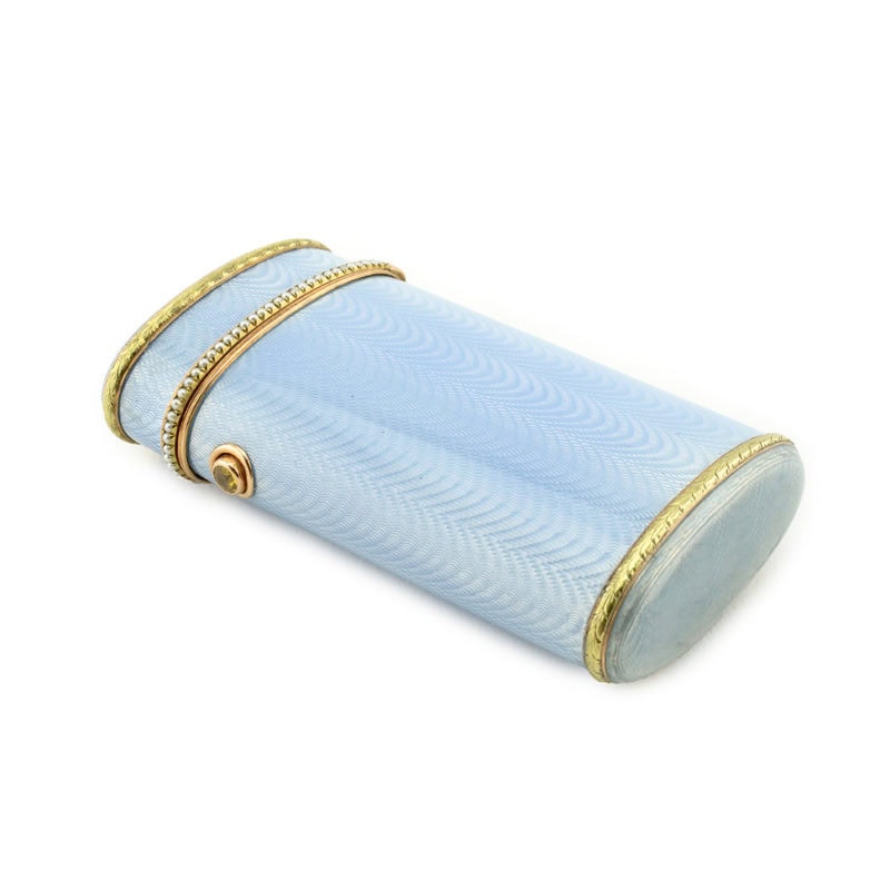 Fabergé pearl-set guilloché enamel étui-form cigarette case - Image 3