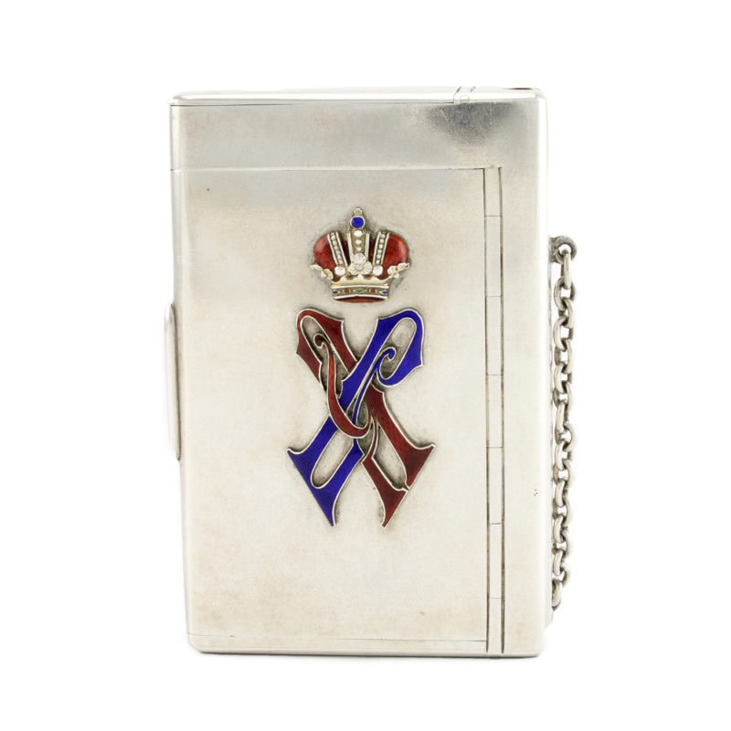 Grand Duke Vladimir Alexandrovich: A Russian Imperial silver & enamel cigarette case with his monogram
