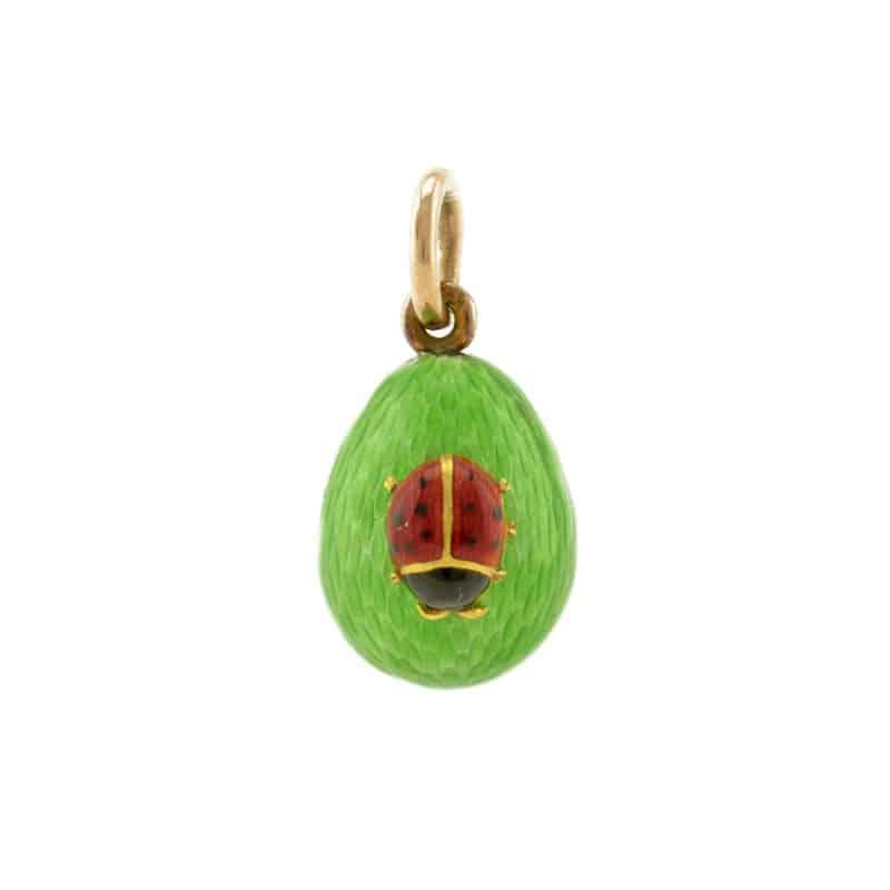 A Fabergé gold & guilloché enamel miniature pendant egg, workmaster Michael Perchin