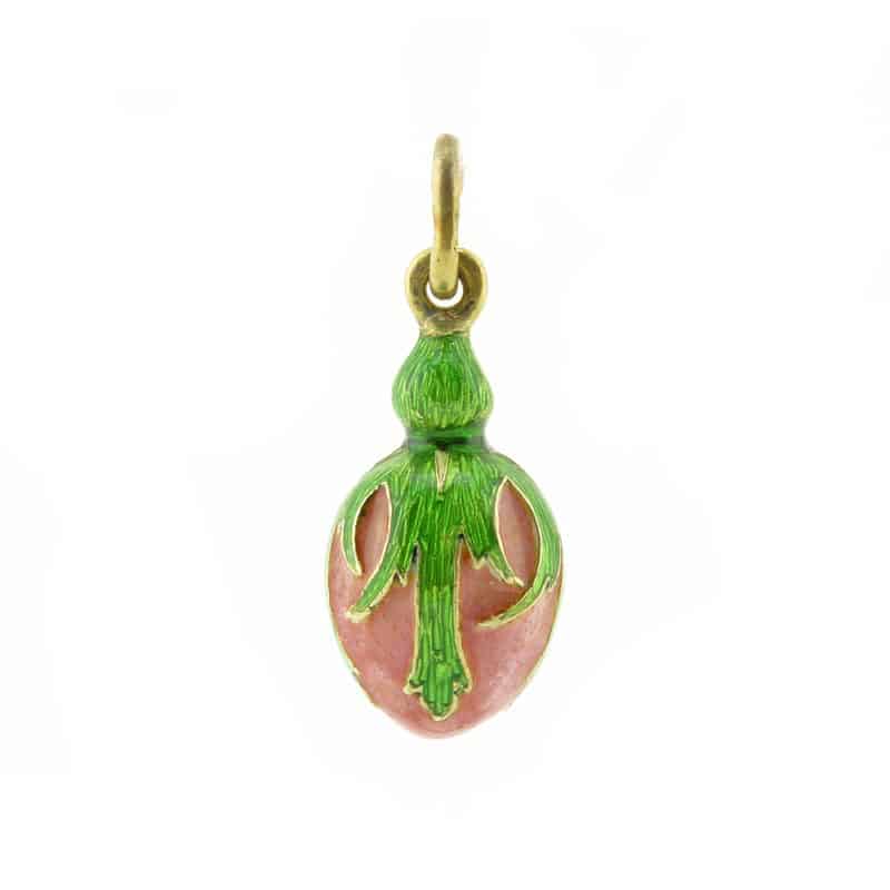 Antique Fabergé gold & guilloché enamel miniature pendant egg by workmaster Michael Perchin - Image 2
