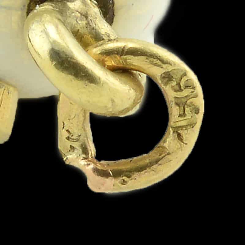 A Russian jeweled gold and guilloché enamel miniature pendant Easter egg - Image 3
