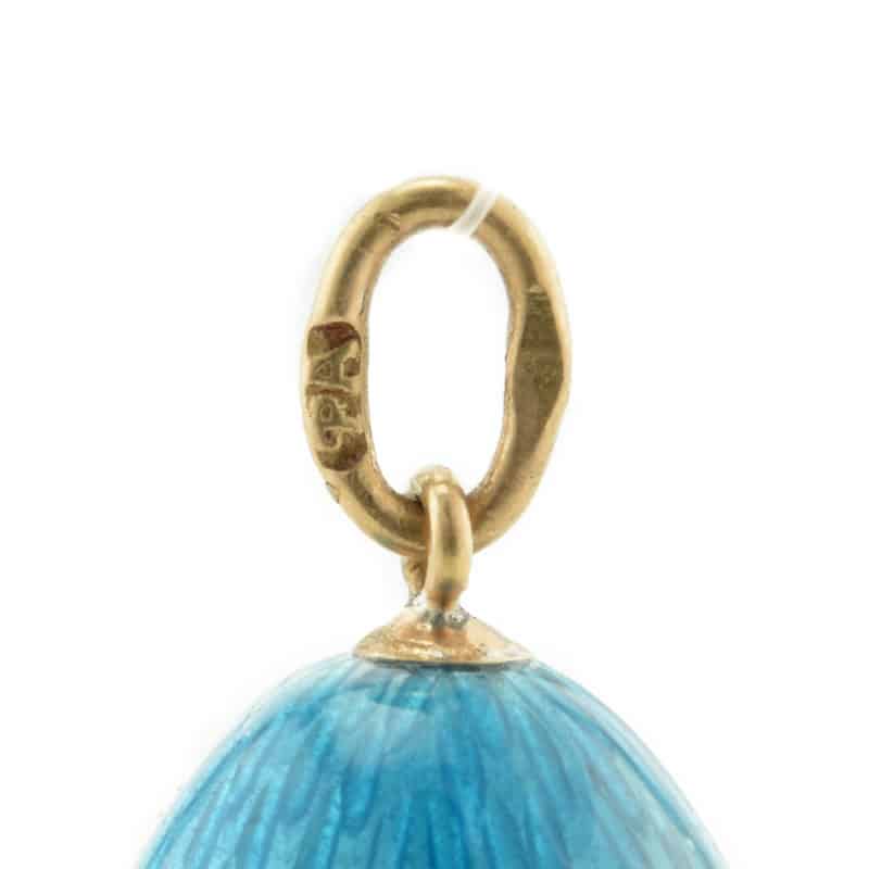 A Fabergé gold & guilloché enamel miniature pendant egg, workmaster Feodor Afanasiev - Image 3