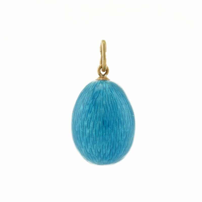 A Fabergé gold & guilloché enamel miniature pendant egg, workmaster Feodor Afanasiev
