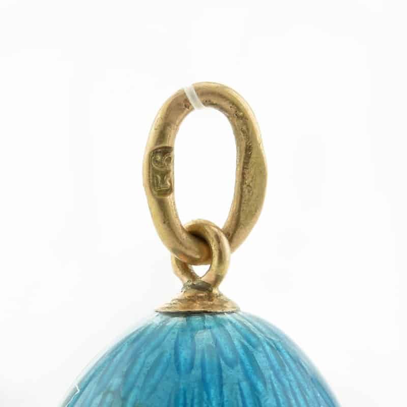 A Fabergé gold & guilloché enamel miniature pendant egg, workmaster Feodor Afanasiev - Image 2