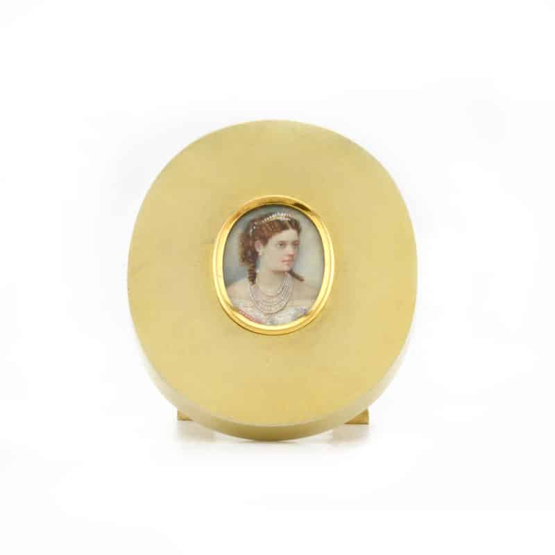 An antique miniature of Maria Feodorovna in a silver-gilt frame by Samuel Arndt