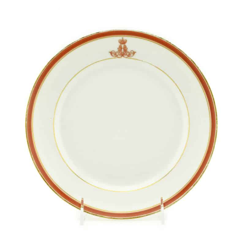 Russian Porcelain Plate from an Everyday Service for Grand Duke Alexander Alexandrovich