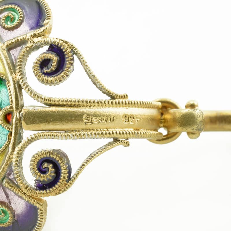 Antique Norwegian gilded silver & plique-à-jour enamel caddy spoon by David Andersen - Image 4
