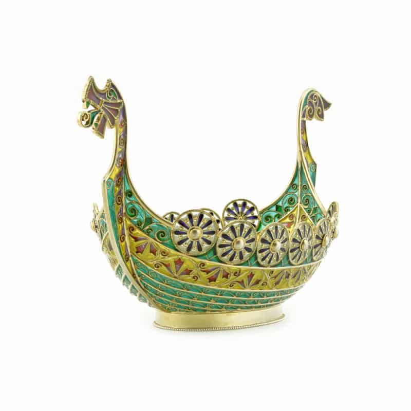 A Norwegian Plique-a-jour Enamel Viking Boat, David Andersen - Image 2
