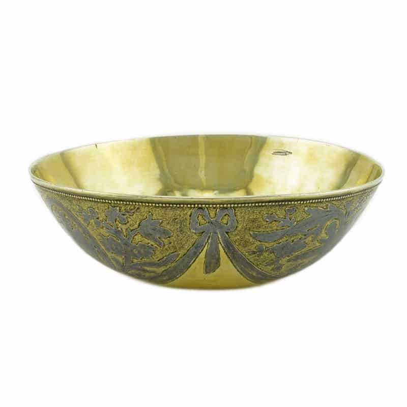 A Russian 18th Century Silver Gilt and Niello Drinking Bowl