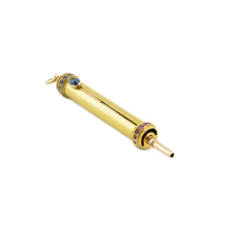 Faberge gold, ruby and sapphire retractible combination pencil/pen, Alfred Thielemann - Image 3