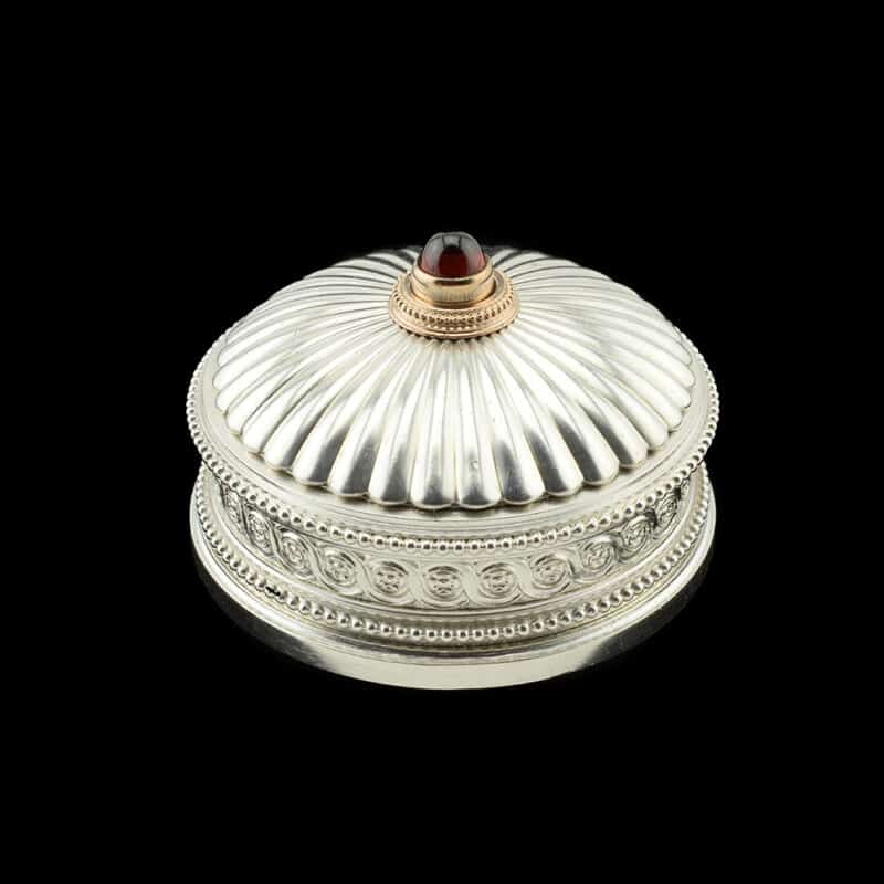 A Faberge Silver and Cabochon Bell Push, Victor Aarne